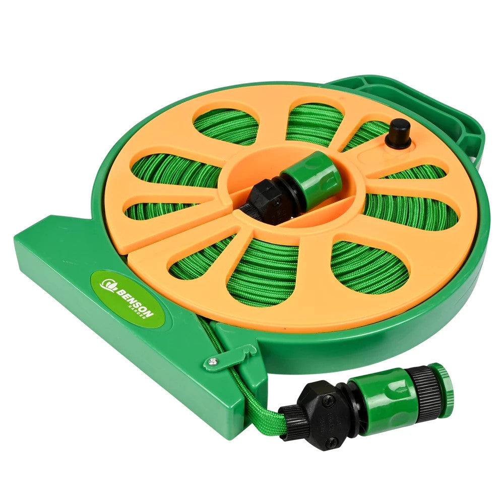 Gartenschlauch Set 15m Trommel flach UV-beständig mit Brause & Adapter 🚿 🚿 🚿