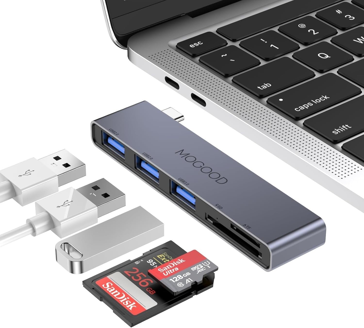 USB C Hub 5-in-1 Adapter mit USB 3.0 & SD/TF Kartenleser für Laptop/PC**