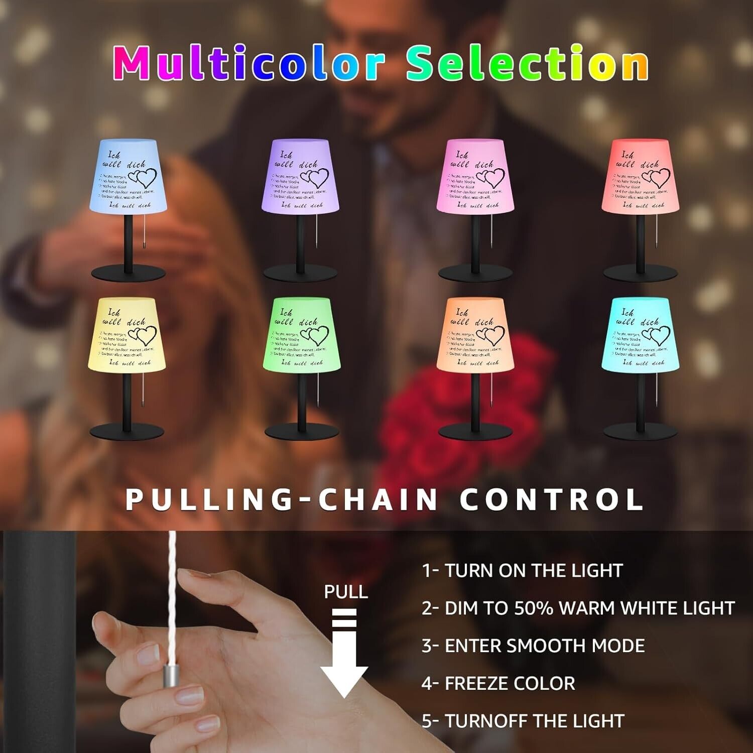 Led Akku Outdoor Tischlampe,LED Modern Creative led tischleuchte kabellos,7farbe