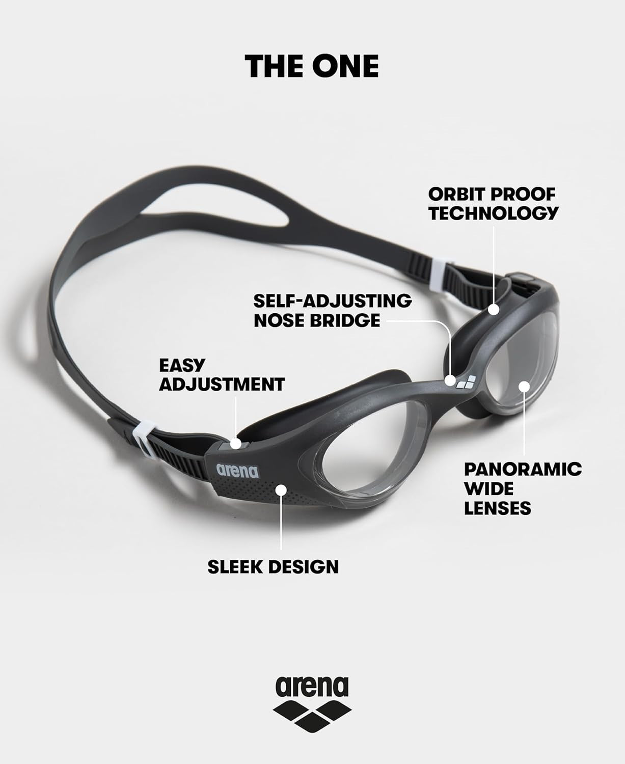 Arena The One Schwimmbrille Anti-Fog UV-Schutz Unisex Erwachsene Schwarz