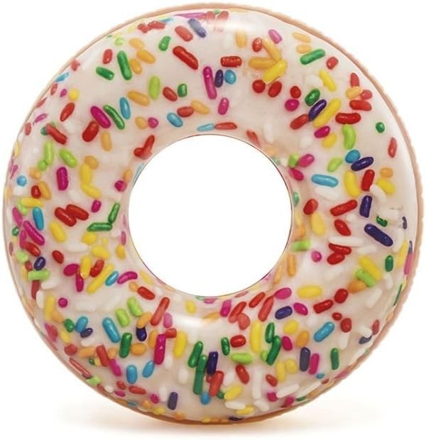 Intex Schwimmreifen Donut Streusel 99 cm XXL Schwimmring Luftmatratze Regenbogen