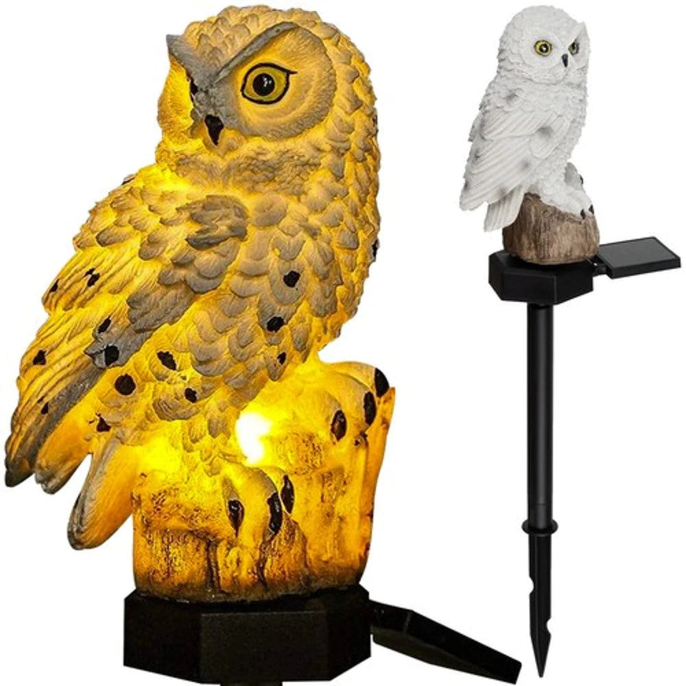 LED Solar Gartenstecker EULE warm weiß - 45 x 35 cm - Deko Leuchte Garten Figur