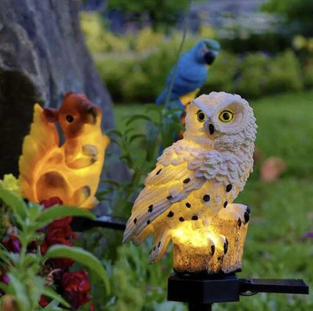 LED Solar Gartenstecker EULE warm weiß - 45 x 35 cm - Deko Leuchte Garten Figur