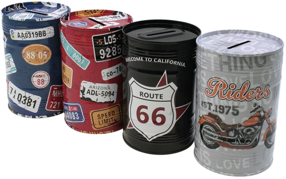 Spardose US Route 66 Design 12,5x8 cm Metall Retro Geldbüchse USA - 1 stück