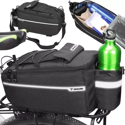 Fahrradtasche für Gepäckträger 9L – Isolierte Kühltasche mit Reflektoren & Schultergurt
