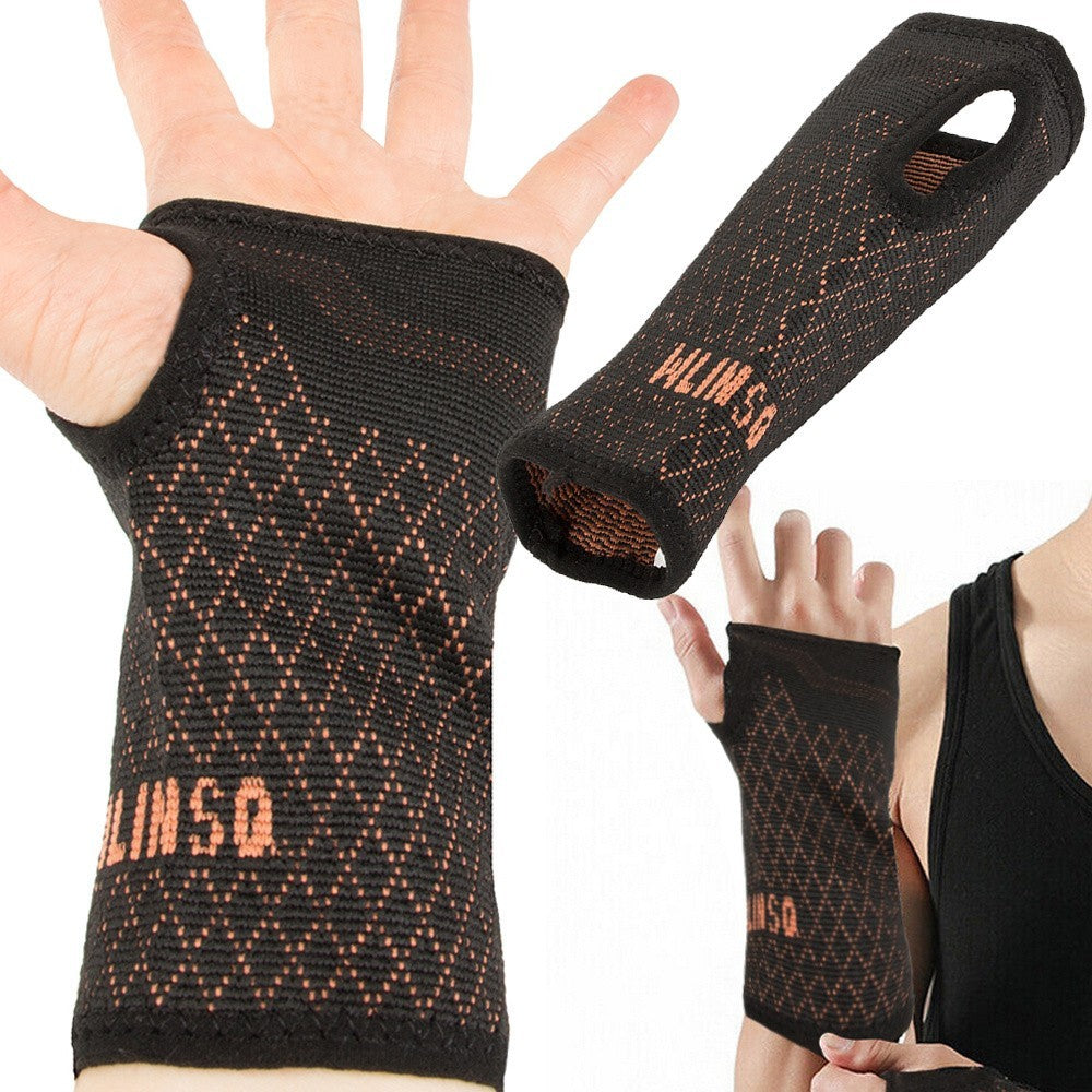 Handgelenkstütze Stabilisator Orthese Bandage mit Daumenloch Schwarz-Orange