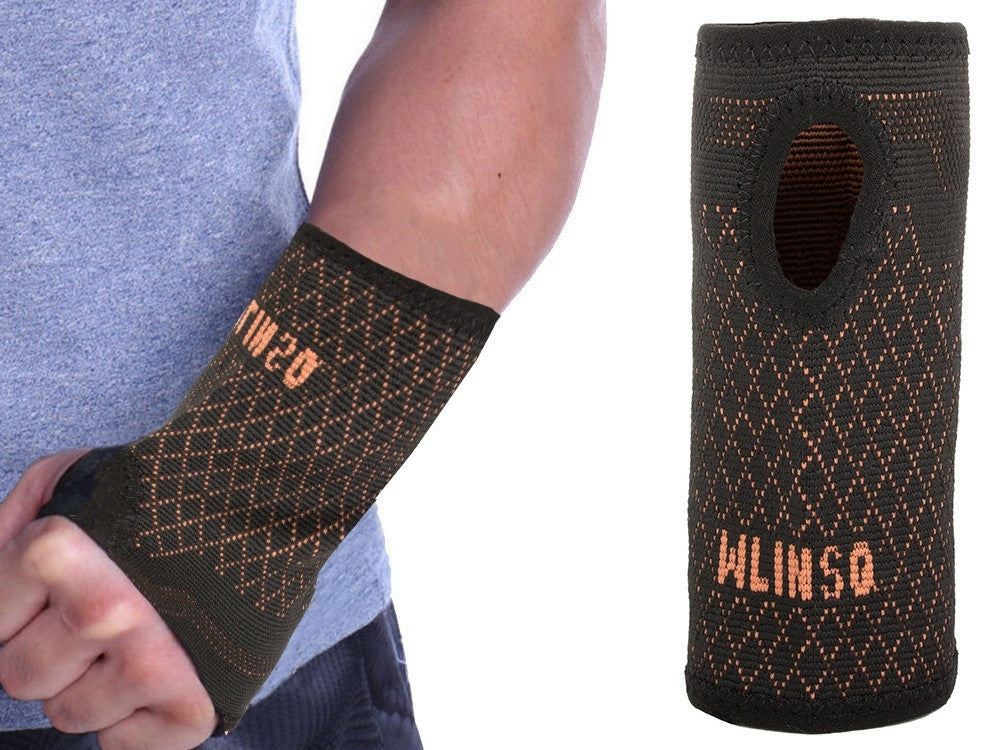 Handgelenkstütze Stabilisator Orthese Bandage mit Daumenloch Schwarz-Orange