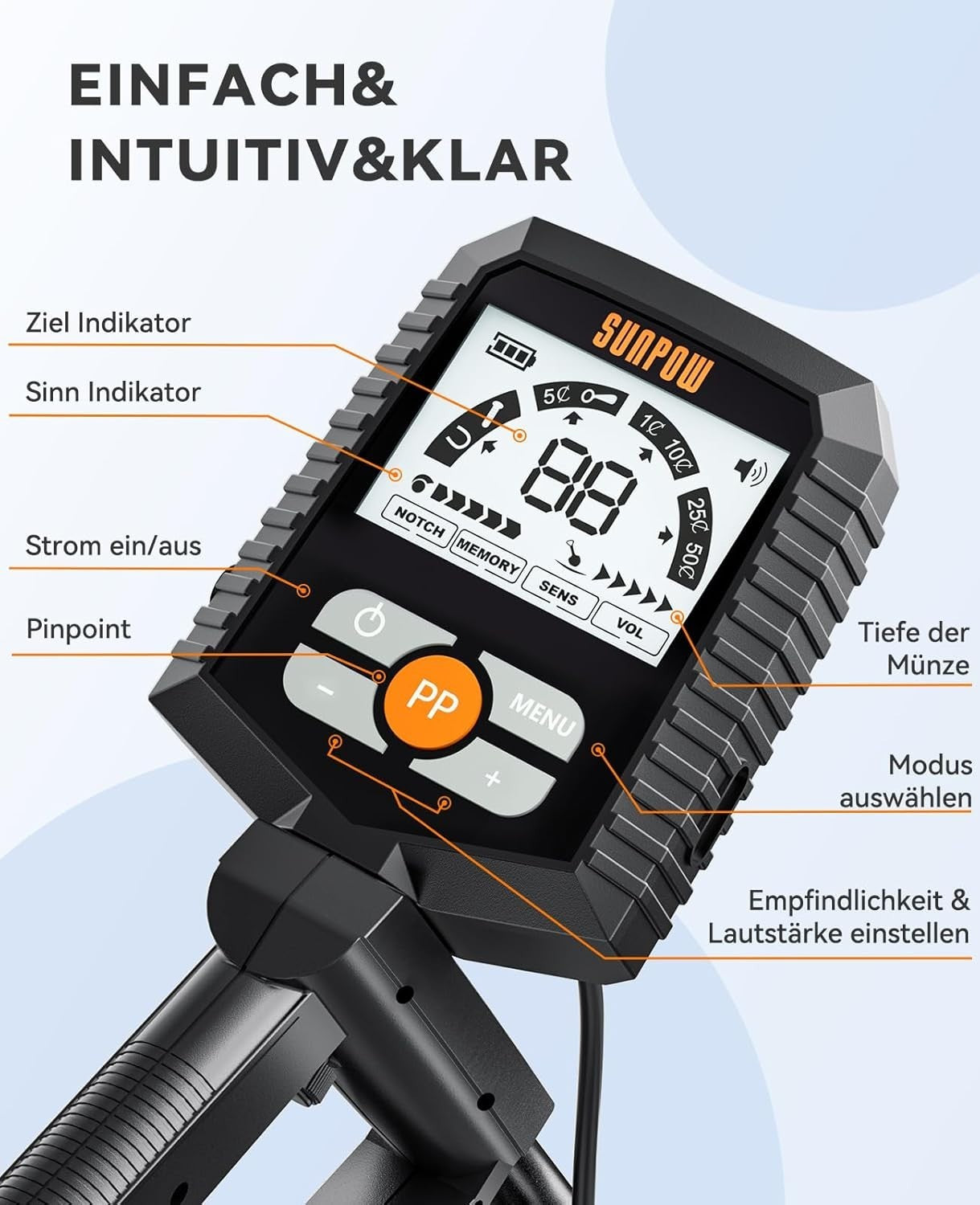 Metalldetektor Set wasserdicht Profi LCD Display für Erwachsene & Kinder