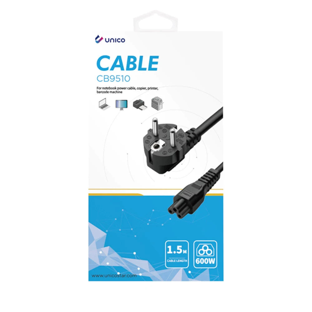Netzkabel 1,5m Schwarz 600W Stromkabel Schuko zu C5 Eurostecker Laptop PC