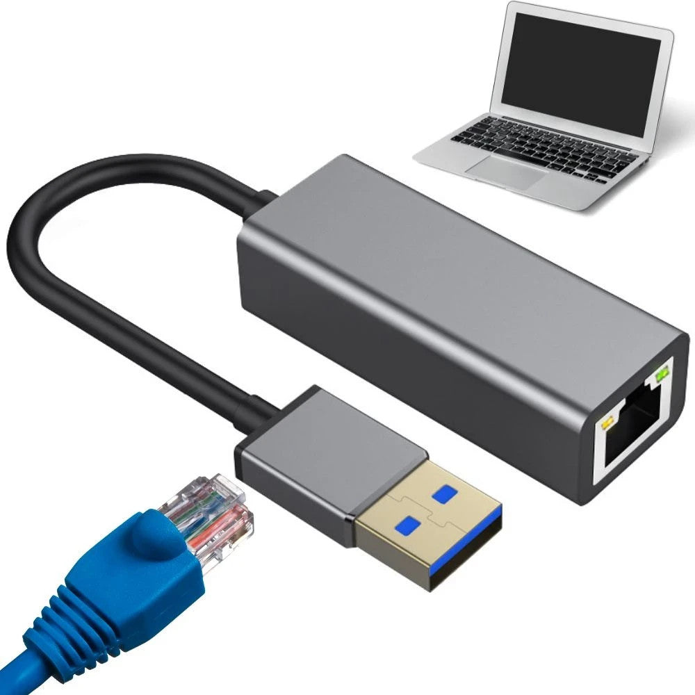 USB Typ A Ethernet Adapter RJ45 LAN Netzwerkkarte 100Mb USB 3.0 Grau
