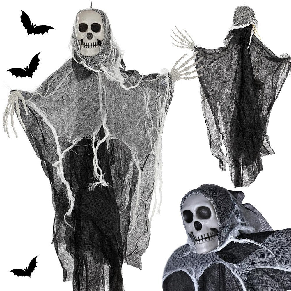 3 x Halloween Deko Hängendes Gespenst Skelett Totenkopf Geist 80cm 🎃👻