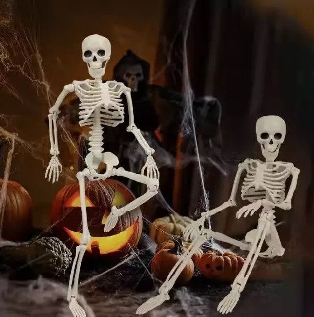 Halloween Deko 👻 Hängendes Menschliches Skelett 40cm Weiß Kunststoff 🎭