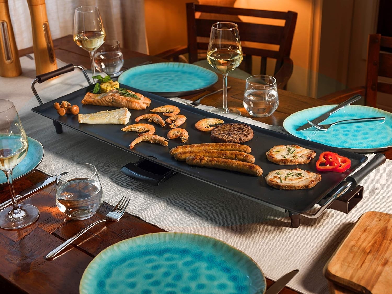 Bestron Tischgrill XL Teppanyaki Plancha Grillplatte Antihaft 1800W für 6 Person