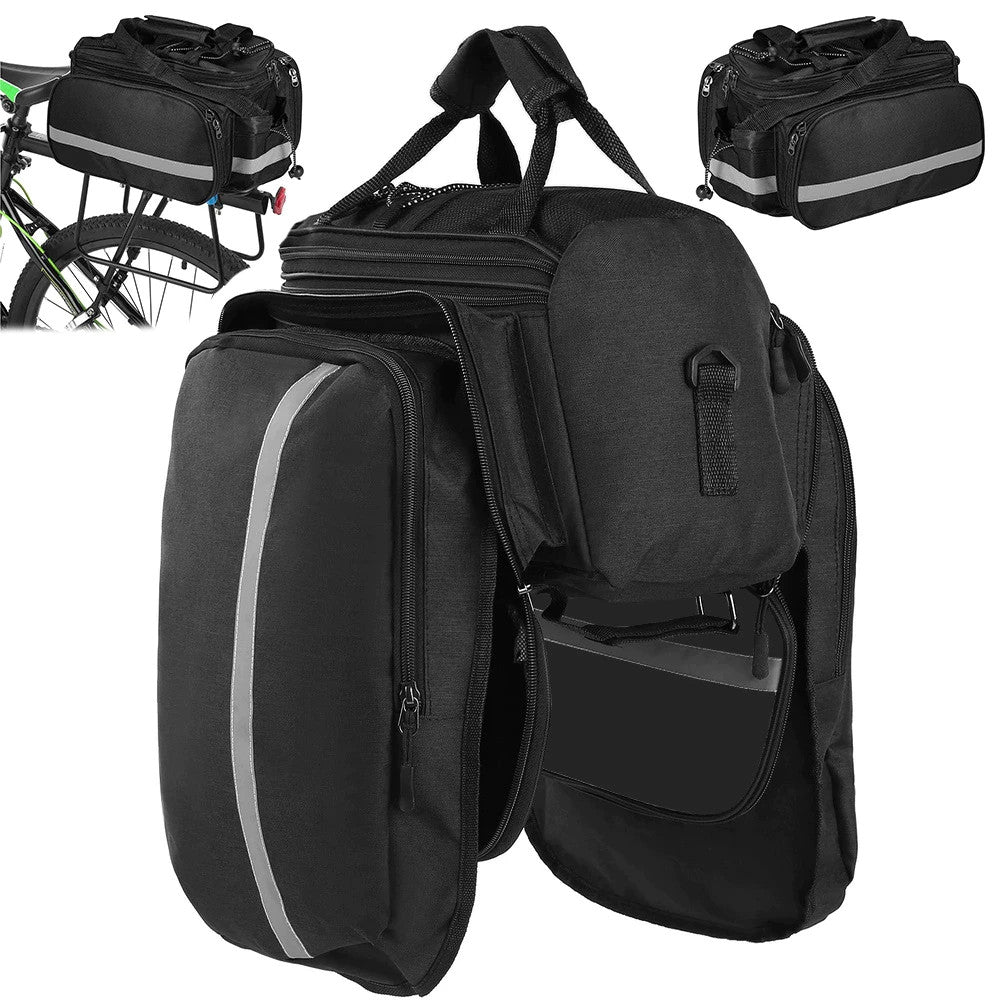 Fahrradtasche Gepäckträger Hinten 30L | Wasserdicht 3 Fächer + Regenschutz