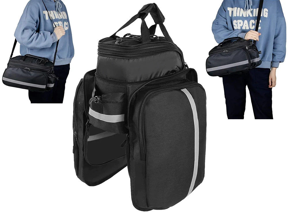 Fahrradtasche Gepäckträger Hinten 30L | Wasserdicht 3 Fächer + Regenschutz
