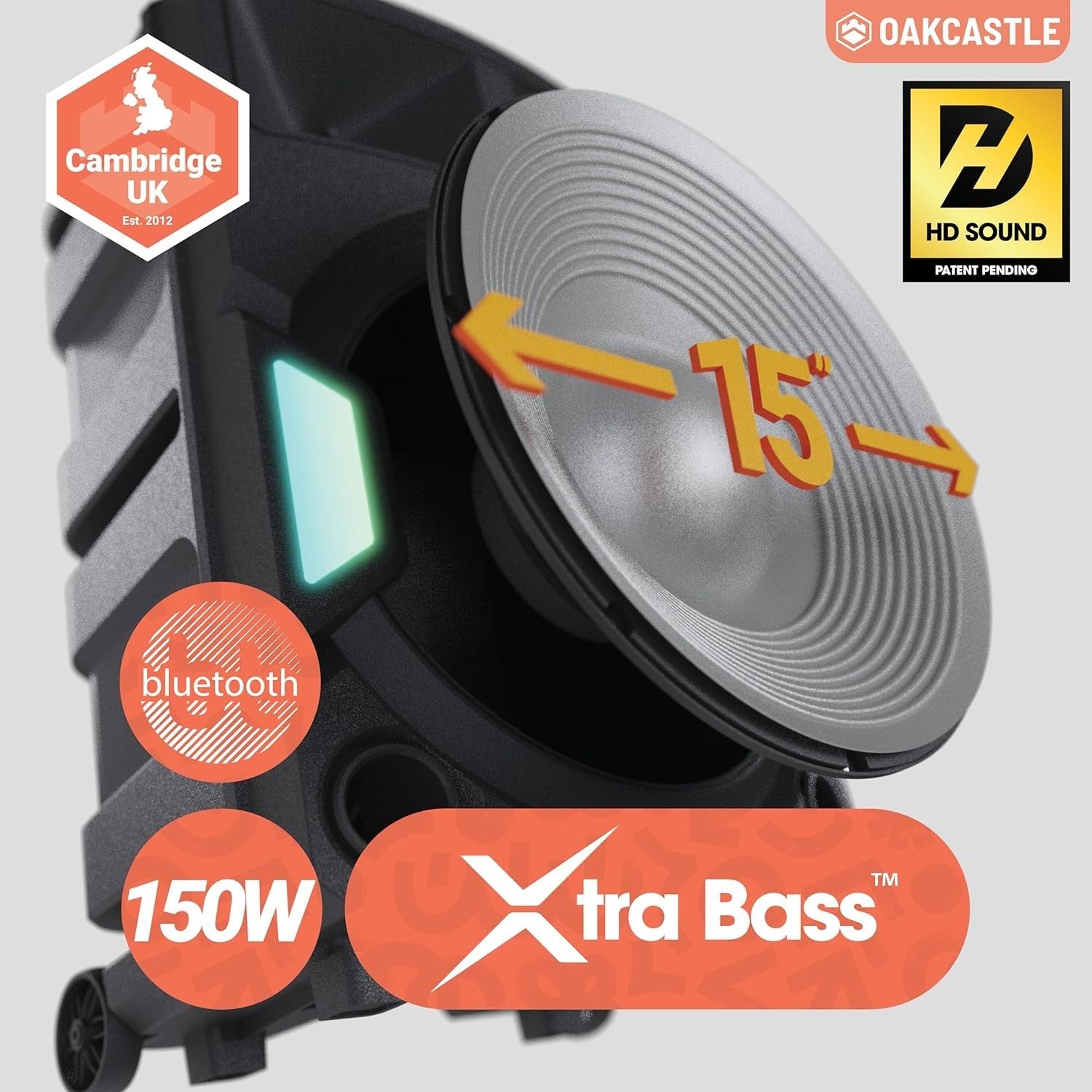 Partybox Bluetooth Lautsprecher 150W Karaoke Box LED Licht 2 Mikrofone USB