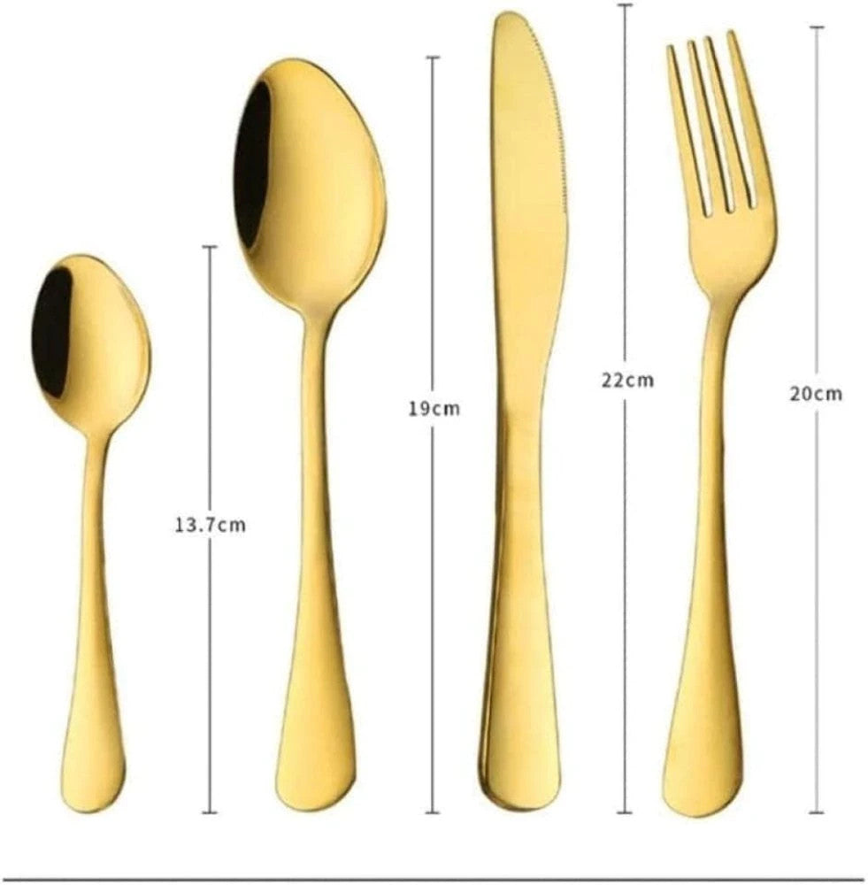 24-tlg Besteckset Gold–Edelstahl Essbesteck für 6 Personen, Spülmaschinenfe