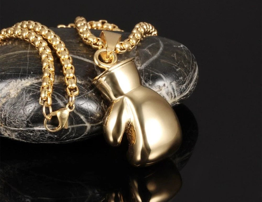 Gold Halskette mit Boxhandschuh Anhänger Schmuck Sport Geschenk
