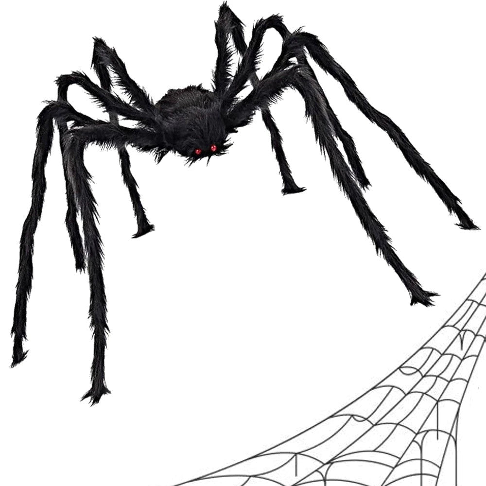 Halloween Deko Riesenspinne XXL Tarantel Schwarze Spinne mit Roten Augen