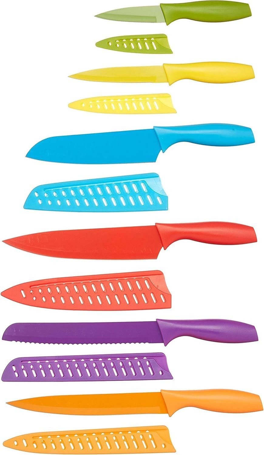 Messer-Set 12-teilig â Kochmesser, Brotmesser, Santoku & mehr im bunten Design
