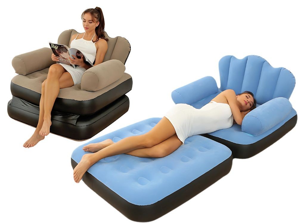 2in1 Aufblasbares Sofa Sessel Liegebett mit Rückenlehne Armlehnen + Pumpe