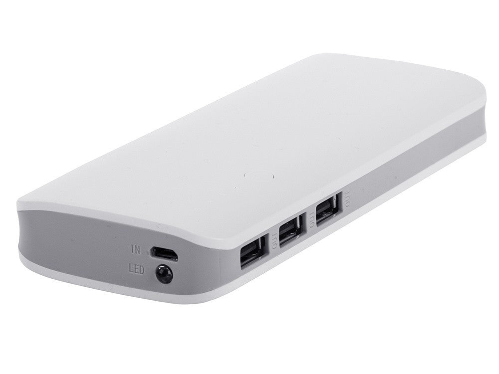 Powerbank 10000mAh 3x USB 2.1A Schnellladung LED Taschenlampe tragbar