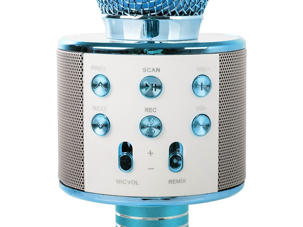 Bluetooth Karaoke Mikrofon Lautsprecher Echo Stimmverzerrer FM Radio Blau
