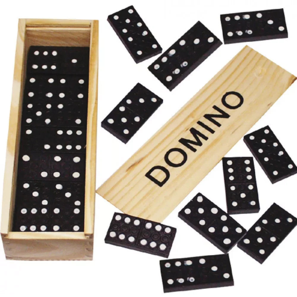 Holz-Dominospiel – Klassisches Domino Set mit 28 Steinen in Holzkiste