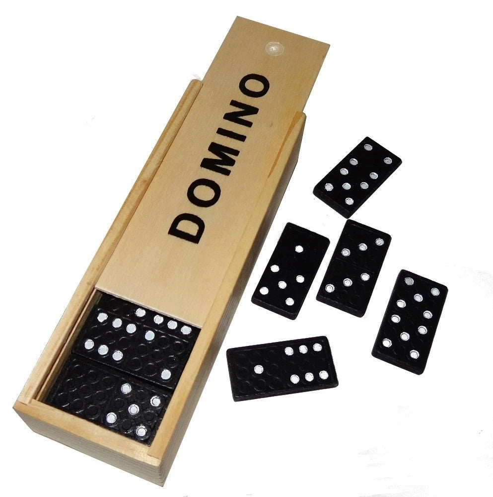 Holz-Dominospiel – Klassisches Domino Set mit 28 Steinen in Holzkiste