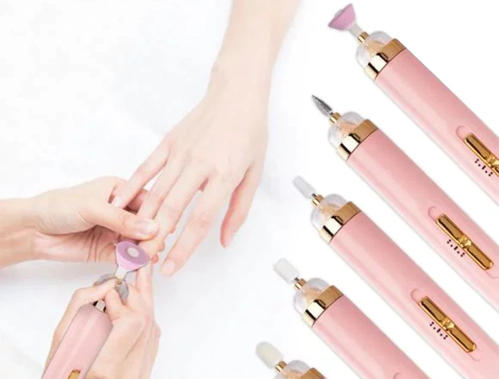 Elektrischer Maniküre Pediküre Nagelfräser Set 💅 USB Wiederaufladbar 5 Aufsätze