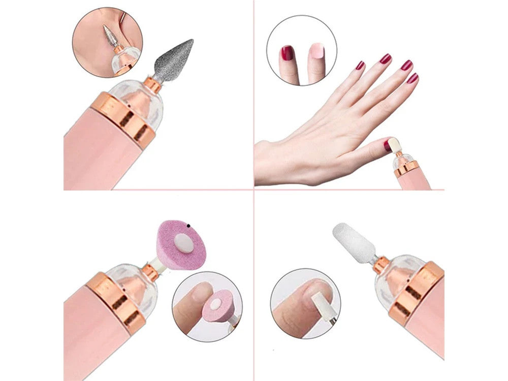 Elektrischer Maniküre Pediküre Nagelfräser Set 💅 USB Wiederaufladbar 5 Aufsätze