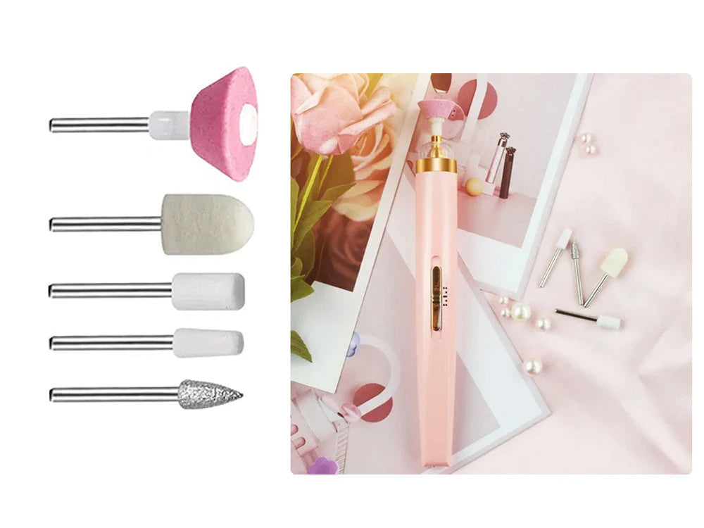 Elektrischer Maniküre Pediküre Nagelfräser Set 💅 USB Wiederaufladbar 5 Aufsätze