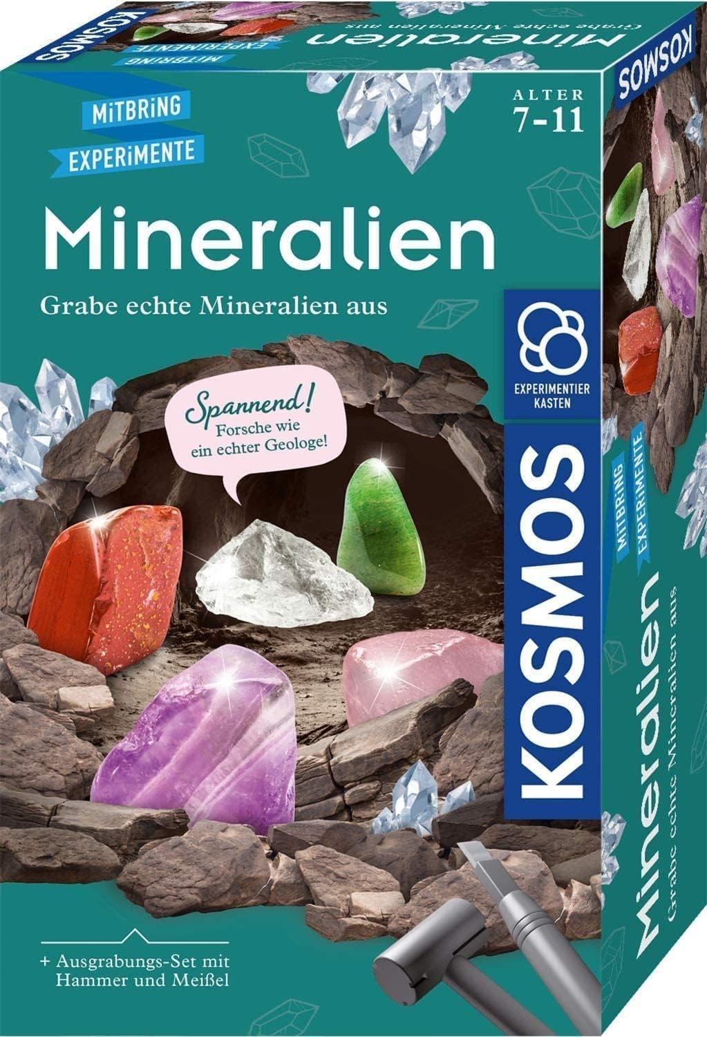 KOSMOS 657901 Mineralien Ausgrabungs-Set Hammer Meißel Geologie Kinder