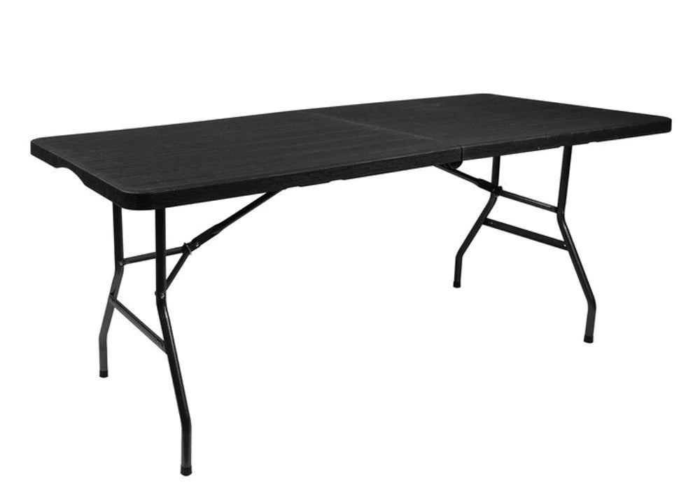Klappbarer Gartentisch 180cm Schwarz HDPE Koffertisch Camping Party