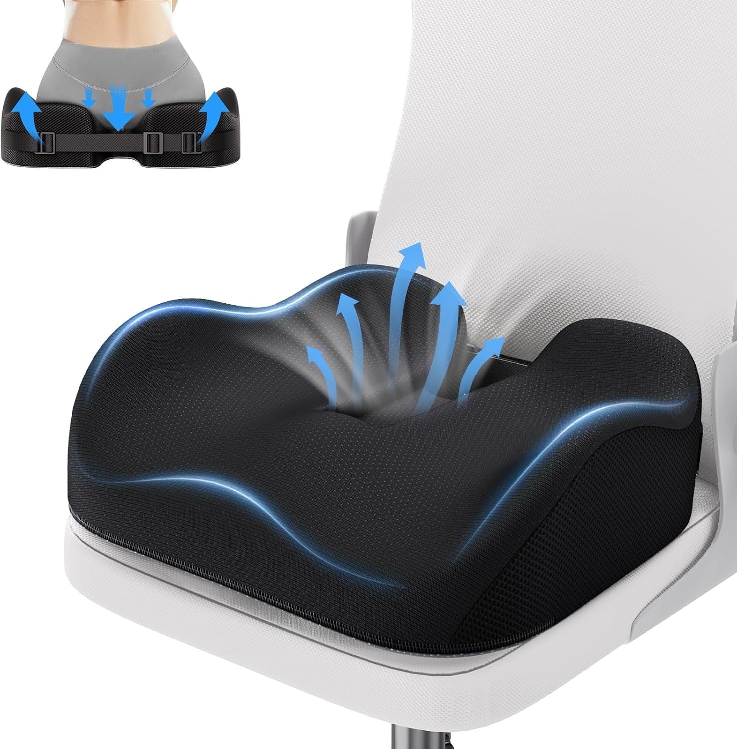 Orthopädisches Sitzkissen 💺 Memory Foam Ergonomisch für Büro & Auto