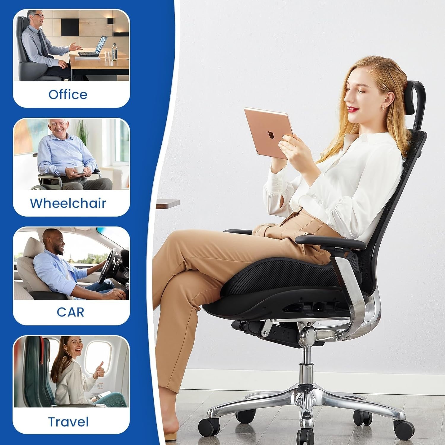 Orthopädisches Sitzkissen 💺 Memory Foam Ergonomisch für Büro & Auto