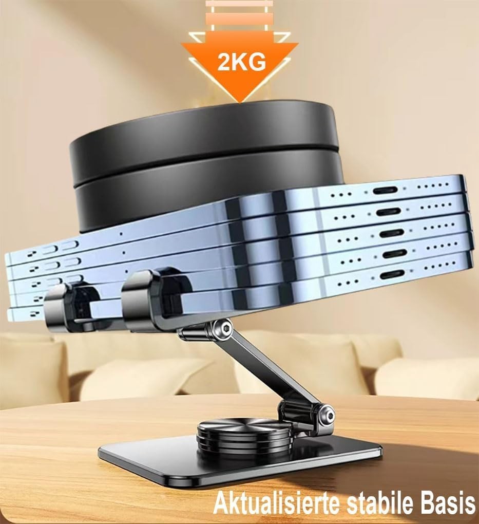360° Drehbarer Handy-Ständer Tisch Metall Faltbar Verstellbar 4–11 Zoll