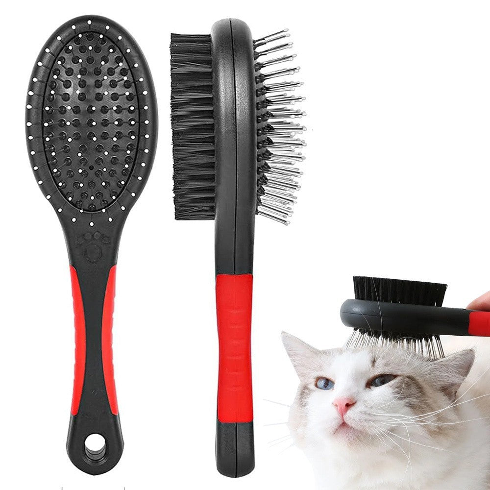 2-in-1 Haustierbürste für Hunde & Katzen – Doppelseitige Fellbürste mit Draht- & Nylonborsten – Für Langhaar & Kurzhaar