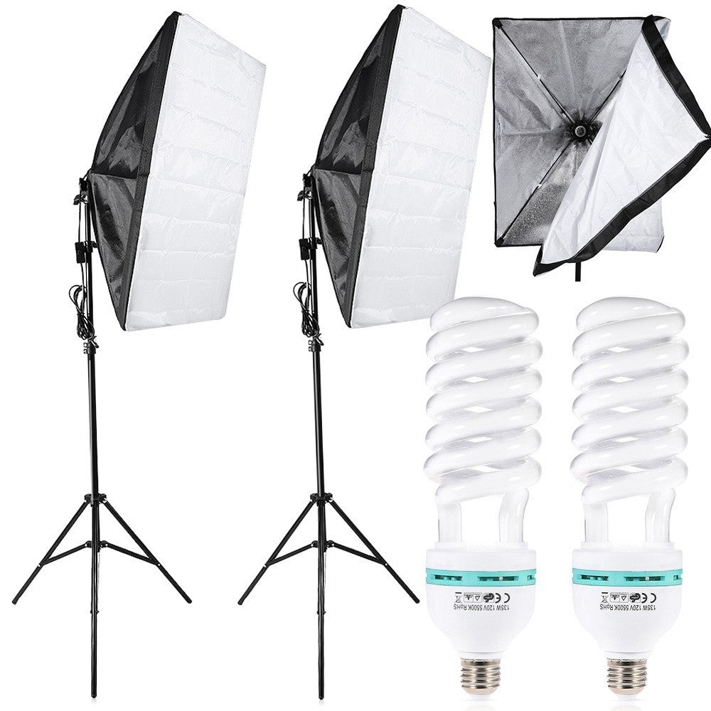 2x Softbox Studioleuchte 135W 50x70cm Fotostudio Set mit Stativ & Tasche 💡📸
