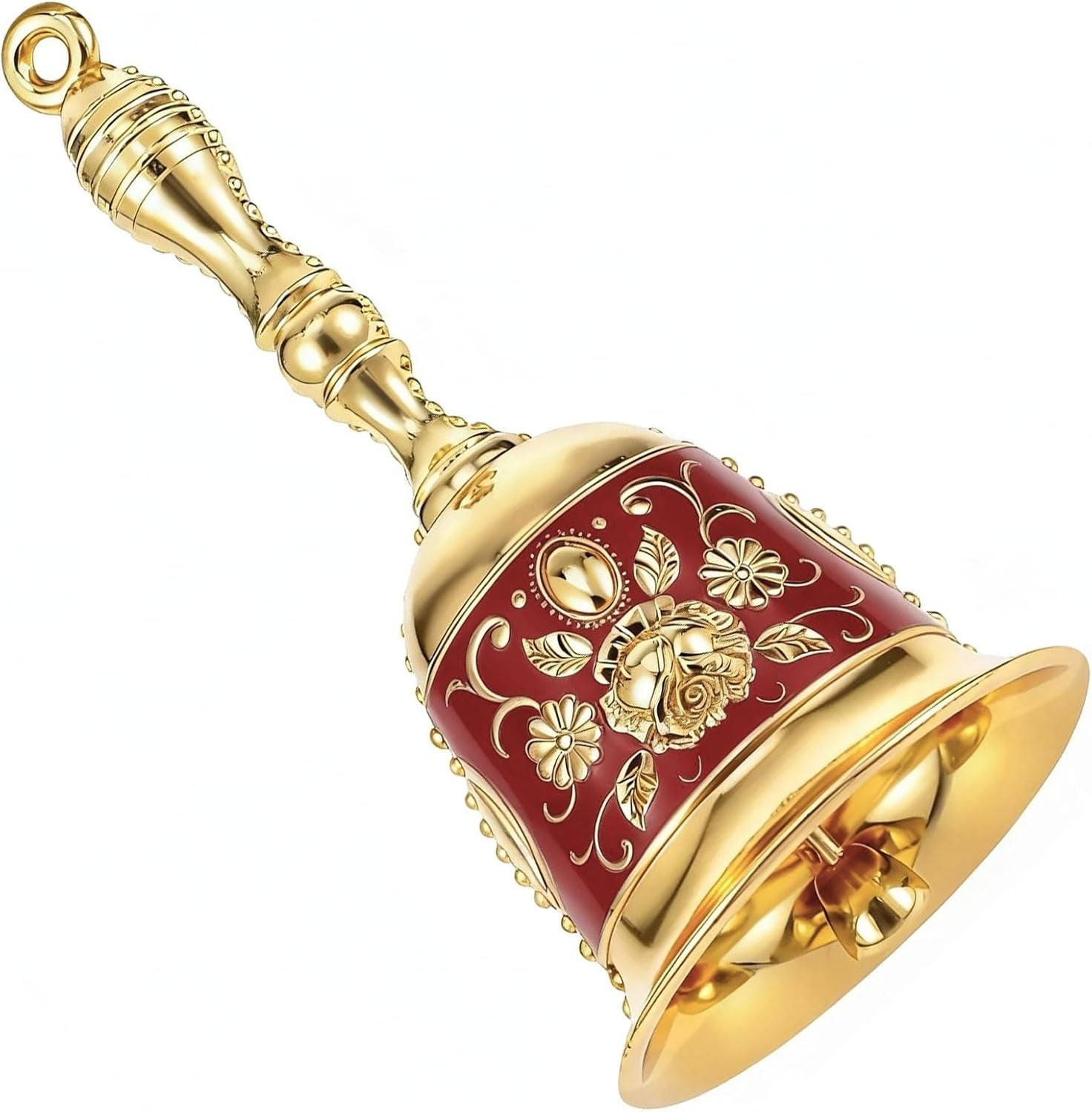 Spetsbst Handglocke Metall Retro Prägemuster Service Tischglocke Rot 🔔🎅