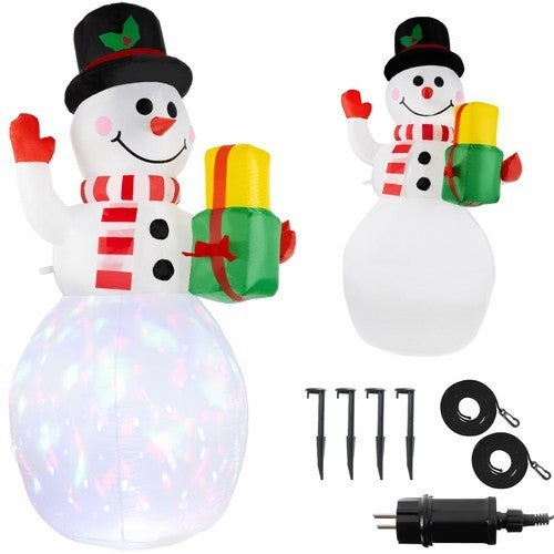 Aufblasbarer LED-Schneemann 155 cm – Weihnachtsdeko mit rotierendem Lichtprojektor, IP44 wasserdicht