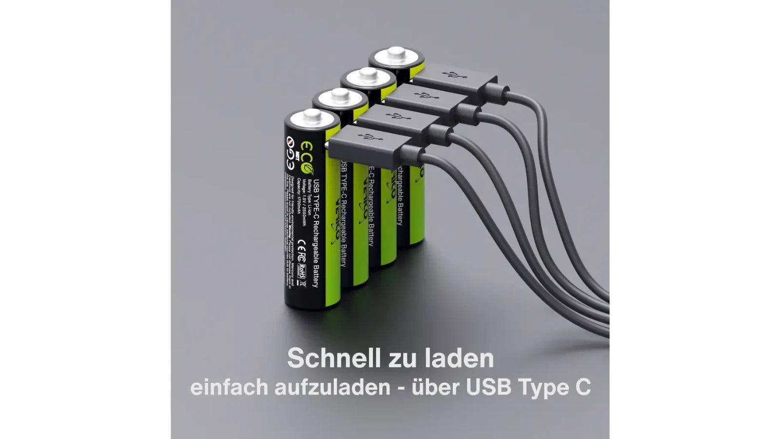 Verico USB-C AA Li-Ion Akkus 2550mWh wiederaufladbar 4er-Pack 🔋