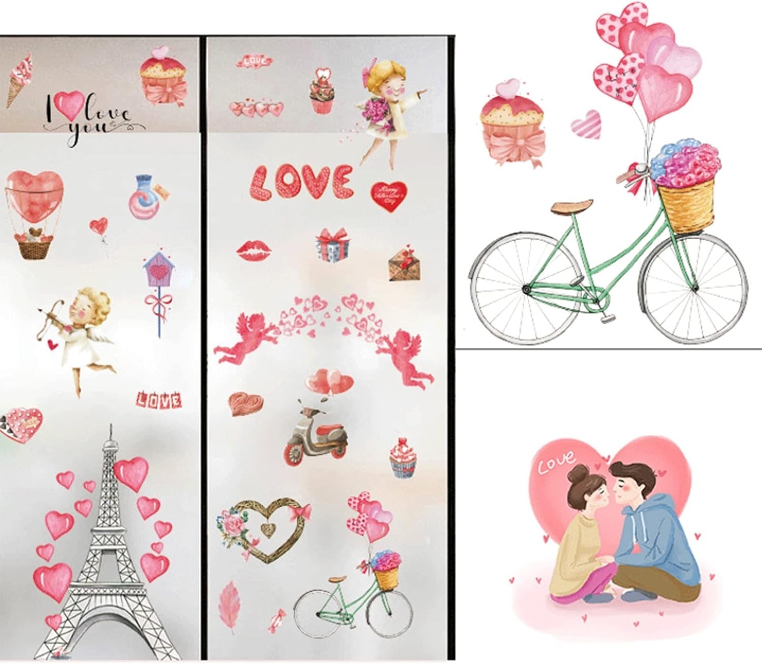 125 Stück Herz Fensterbilder – 9 Bögen Abnehmbare Fensteraufkleber, DIY Valentinstag & Hochzeitsdeko, Liebe & Herz Motive