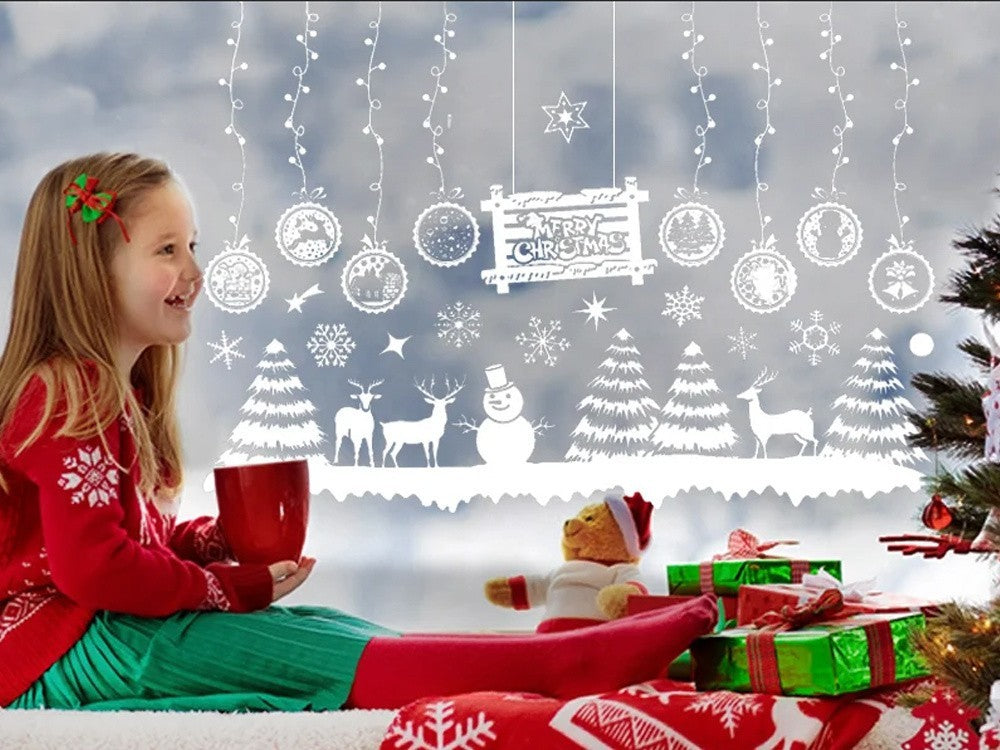 Weihnachten Fensteraufkleber – Selbstklebende Weihnachtsbaum Fensterdeko, Wiederverwendbar, 35×50 cm, Winter & Festtagsdeko