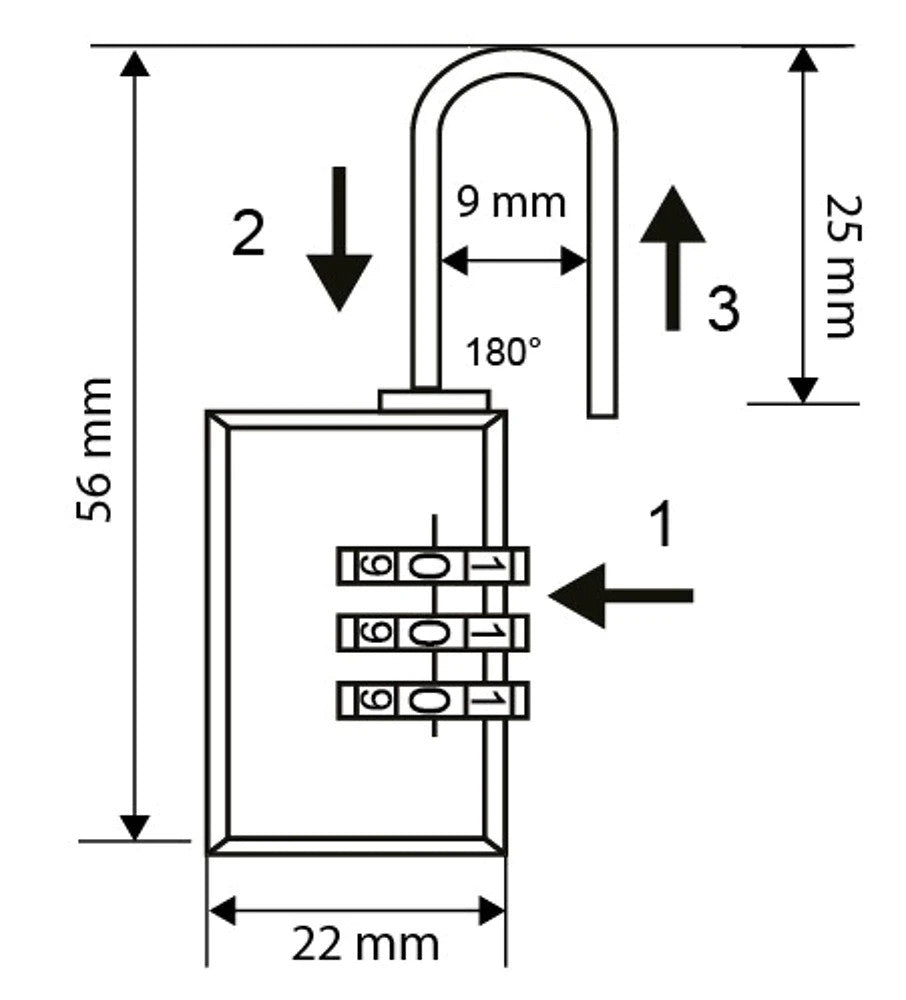 Vorhängeschloss Zahlenschloss 22mm Gepäckschloss Kombinationsschloss