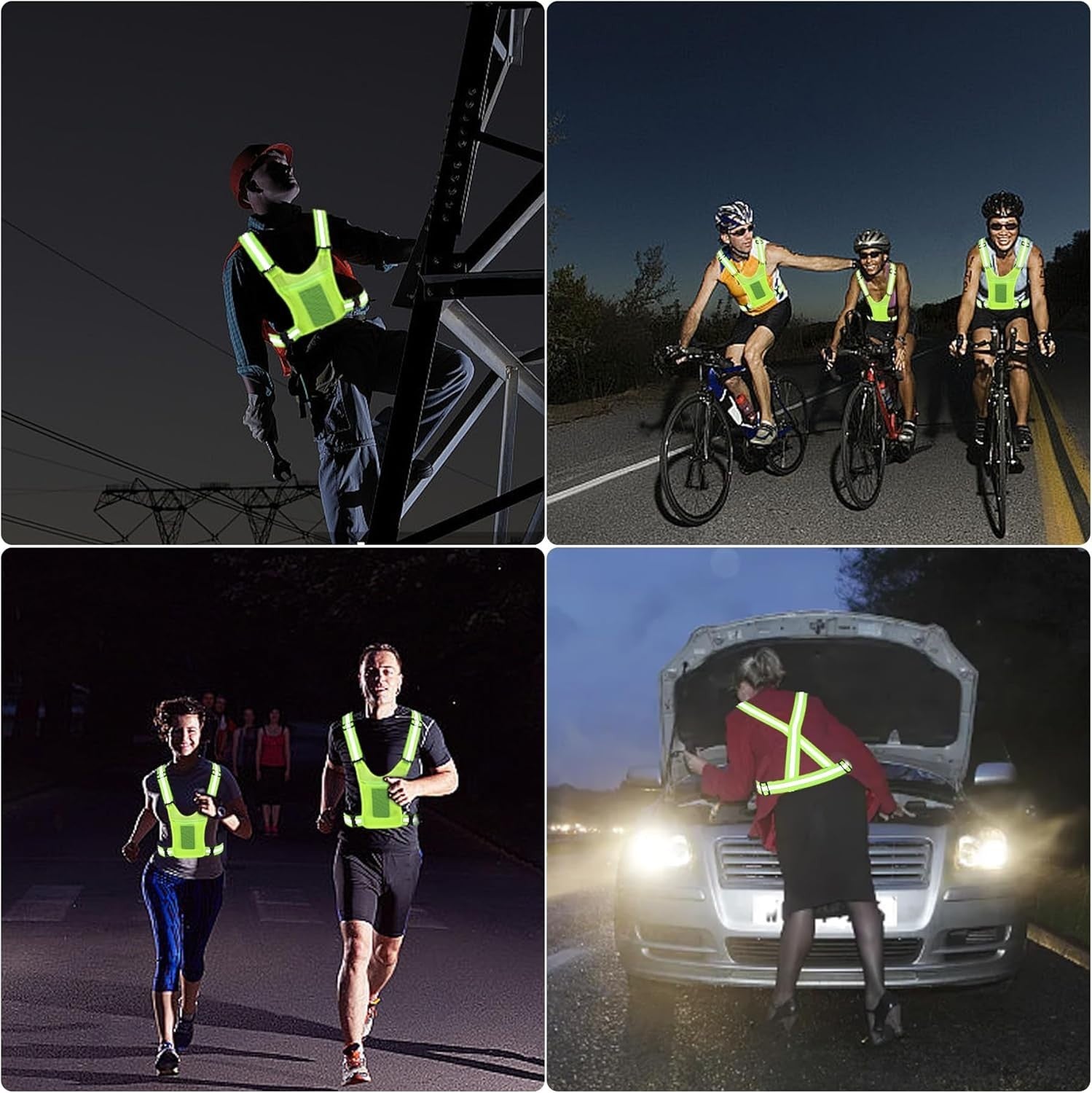 Reflektierende Laufweste 5-teilig mit Handyhalter Warnweste Fahrrad Joggen