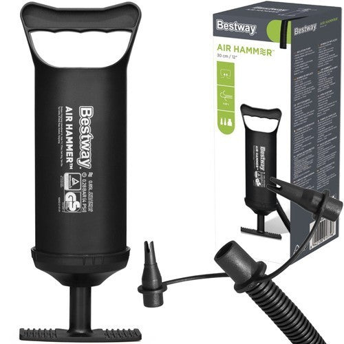 Bestway Air Hammer 30cm Handpumpe Doppelhub mit 3 Düsen für Luftmatratze