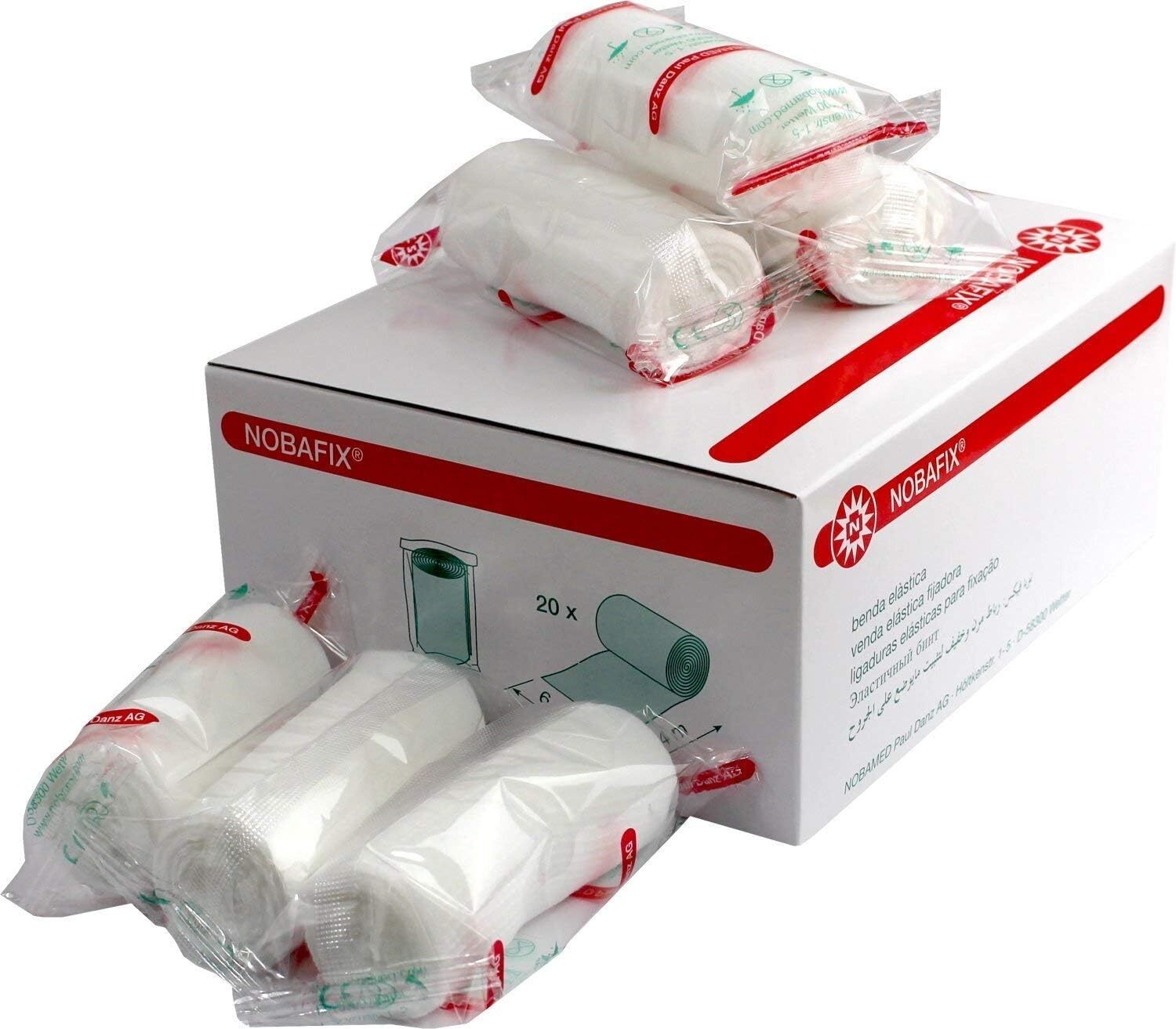 Elastische Fixier-Mullbinden 4m x 6cm, einzeln verpackt für Wundversorgung