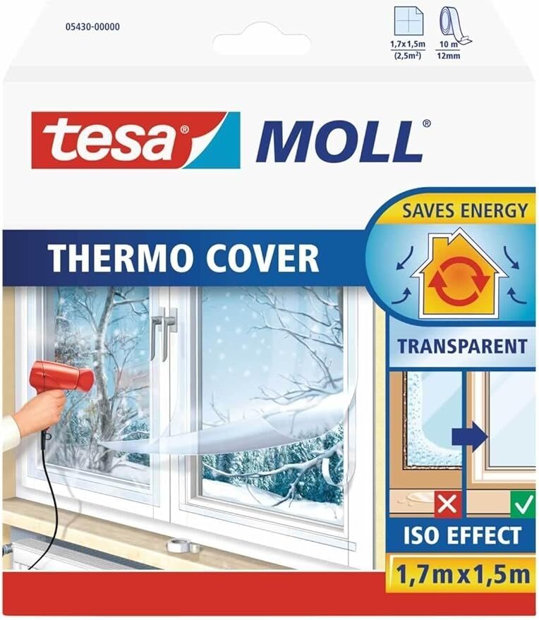 Tesa tesamoll Thermo Cover Fenster-Isolierfolie - Transparente Isolierfolie