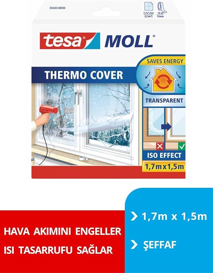 Tesa tesamoll Thermo Cover Fenster-Isolierfolie - Transparente Isolierfolie